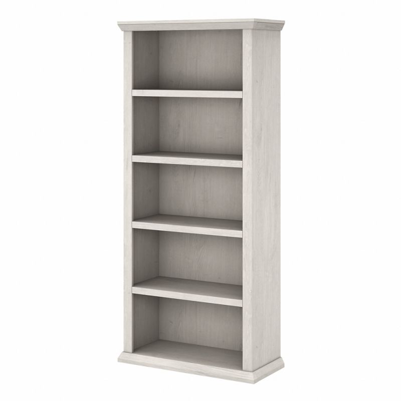 Bush Furniture - Yorktown Tall 5 Shelf Bookcase in Linen White Oak - WC40466-03