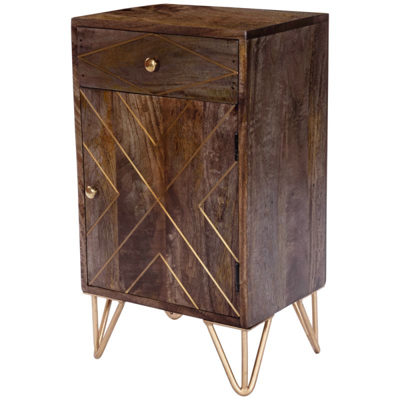 Butler Specialty Company - Alda Wood & Brass Metal Inlay Cabinet, Medium Brown - 5481140