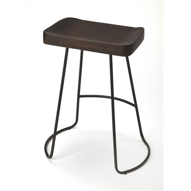 Butler Specialty Company - Alton 25.5 in. Seat Height Wood & Metal Backless Counter Stool, Dark Brown - 1839403