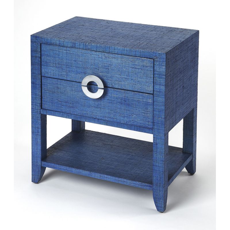 Butler Specialty Company - Amelle 24 in. W Rectangular Raffia 2 Drawer Nightstand, Blue - 4357361