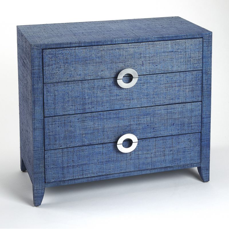 Butler Specialty Company - Amelle 4-Drawer Raffia Accent Chest, Blue - 4483361