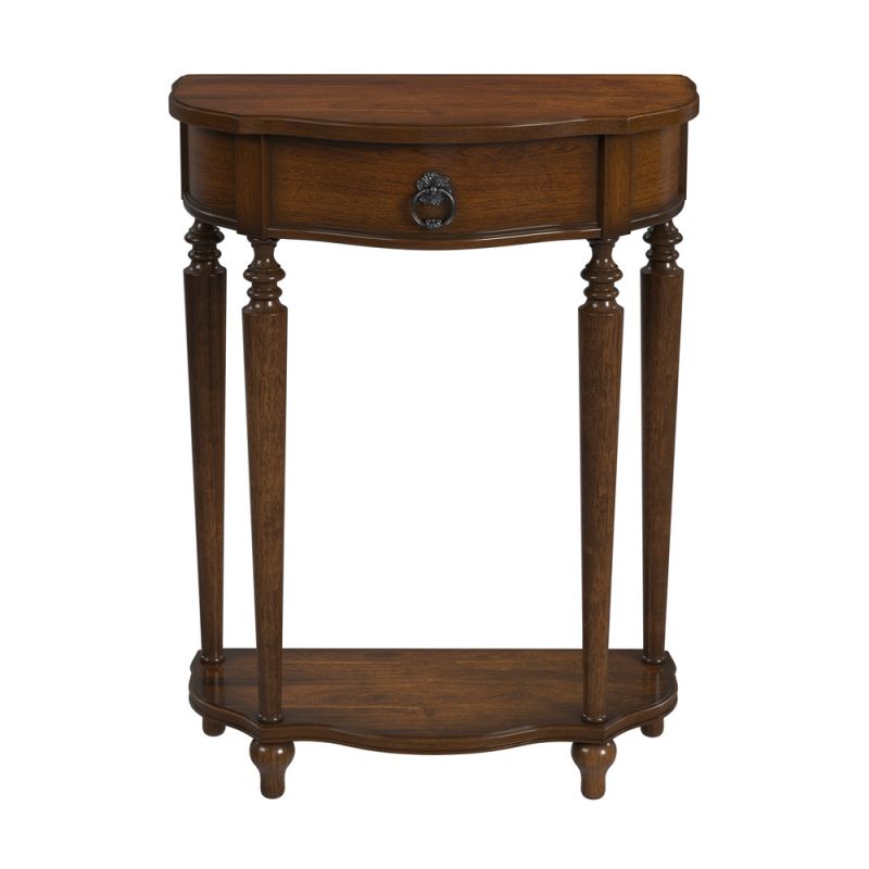 Butler Specialty Company - Ashby 22 in. W Demilune Wood 1 Drawer Console Table, Medium Brown - 2101011