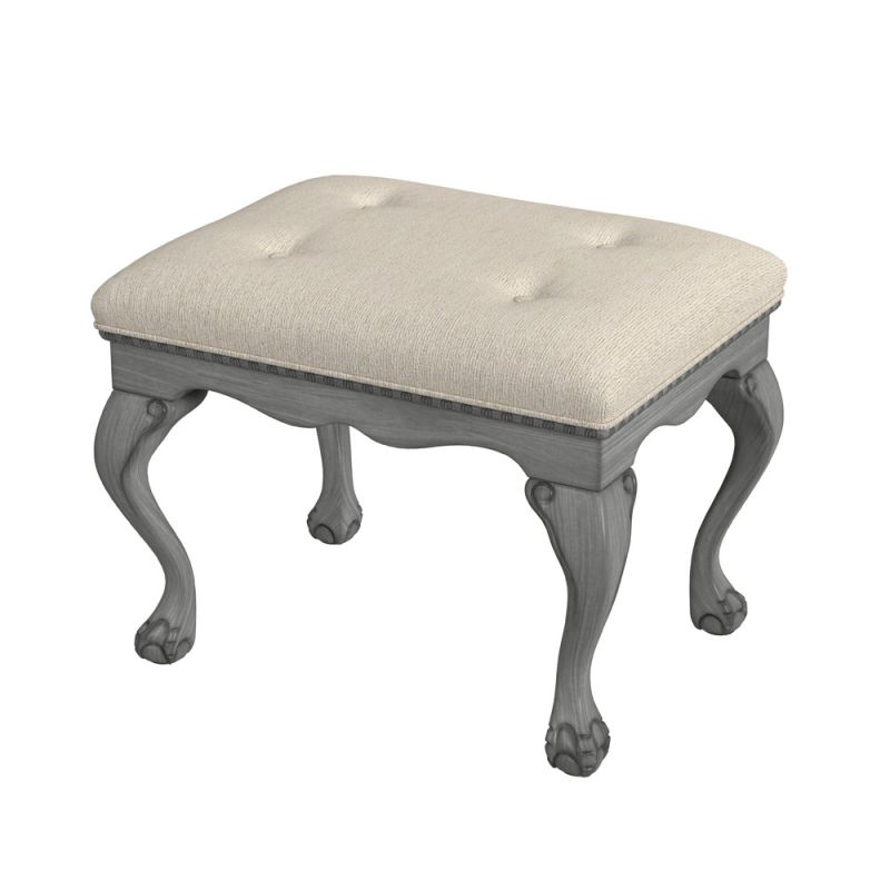 Butler Specialty Company - Ashford 25.5 in. W Rectangular Upholstered/Wood Backless Vanity Stool, Gray - 2627418