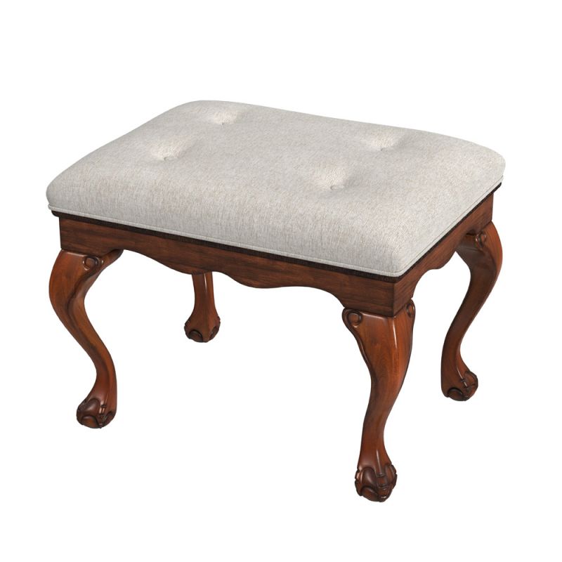 Butler Specialty Company - Ashford 25.5 in. W Rectangular Upholstered/Wood Backless Vanity Stool, Medium Brown - 2627101