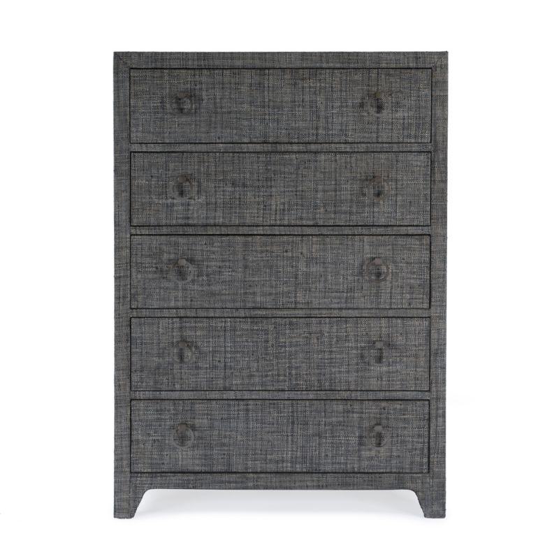 Butler Specialty Company - Bar Harbor - Bar Harbor 32 in. W Rectangular Raffia 5 Drawer Dresser, Gray - 5707420