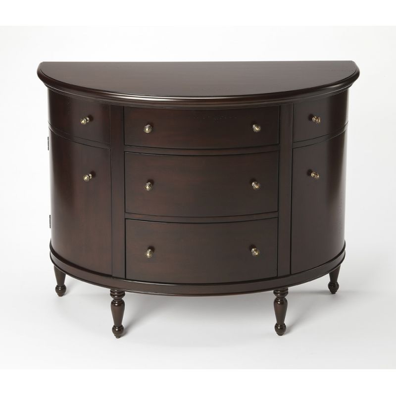 Butler Specialty Company - Bedford 41 in. W Demilune Wood 5 Drawer 2 Door Console Table, Dark Brown - 9347379