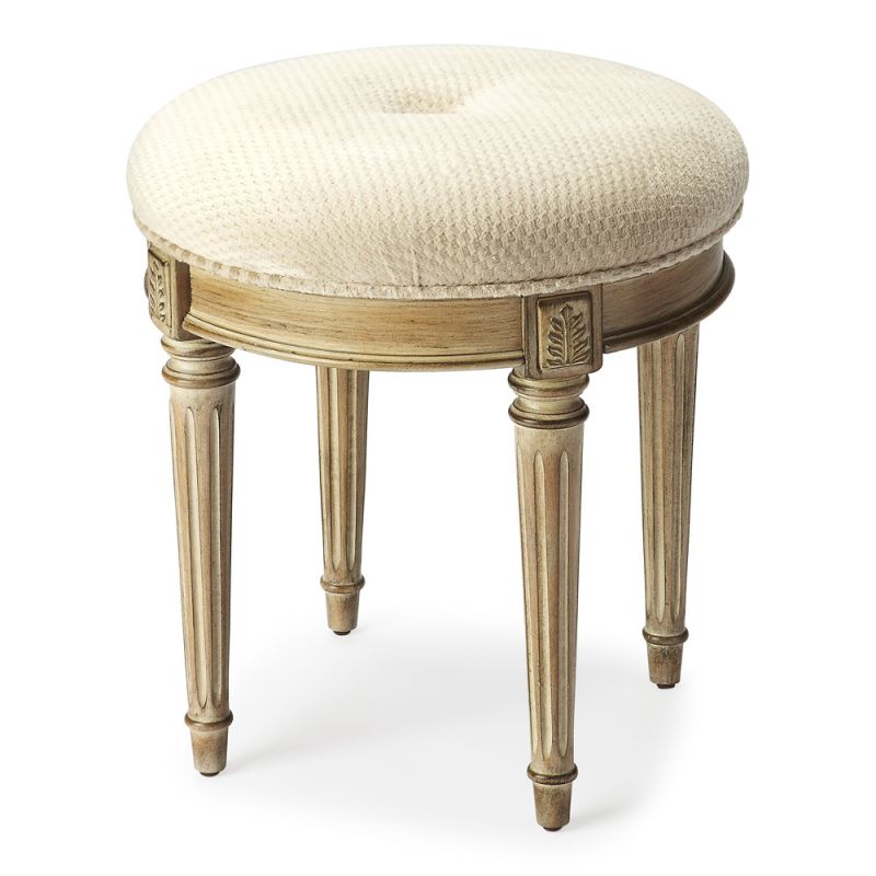 Butler Specialty Company - Bernadette 18 in. W Round Upholstered Vanity Stool, Gray - 1250247