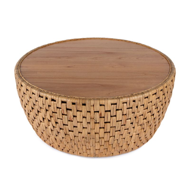 Butler Specialty Company - Captiva 42 in. Round Rattan Drum Coffee Table, Natural - 5695404