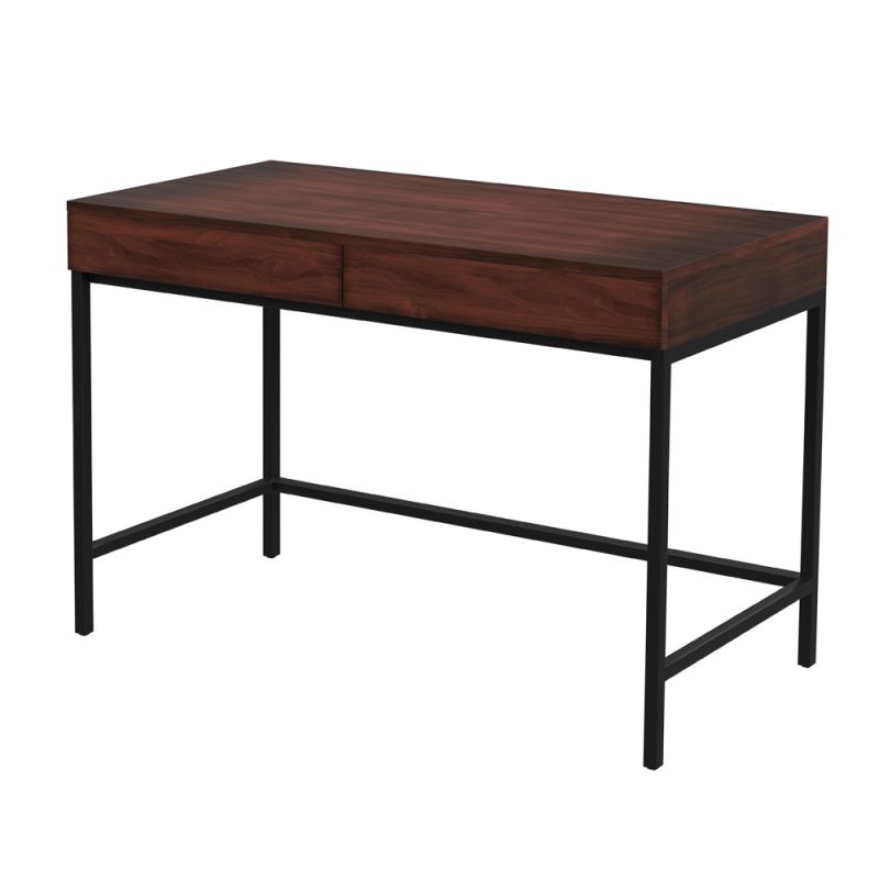 Butler Specialty Company - Carl 45 in. W Rectangular Wood & Metal 2 Drawer Writing Desk, Medium Brown - 5521054