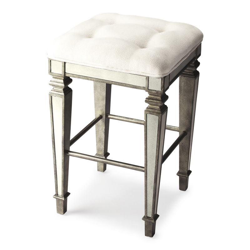 Butler Specialty Company - Celeste 30 in. Seat Height Upholstered & Mirrored Bar Height Stool, Silver - 3505146