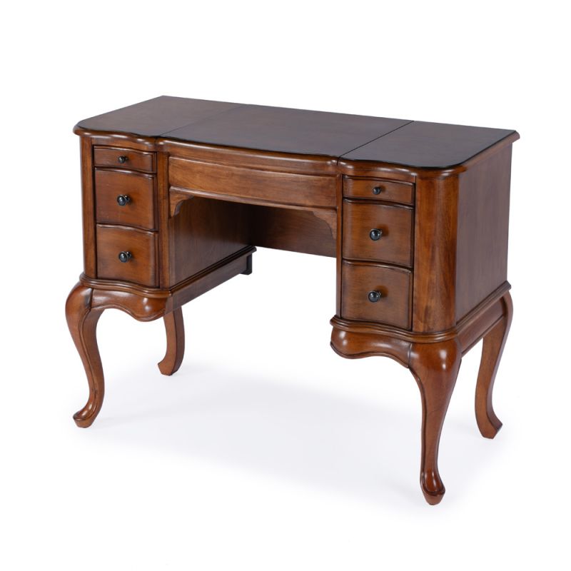 Butler Specialty Company - Heritage - Charlotte 40 in. W Rectangular Wood 6 Drawer Vanity Desk, Brown - 735101