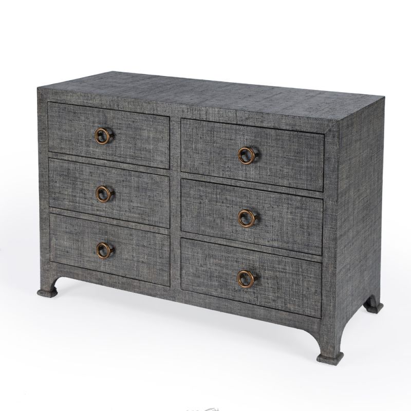 Butler Specialty Company - Chatham 44 in. W Raffia 6 Drawer Dresser, Charcoal - 9149420