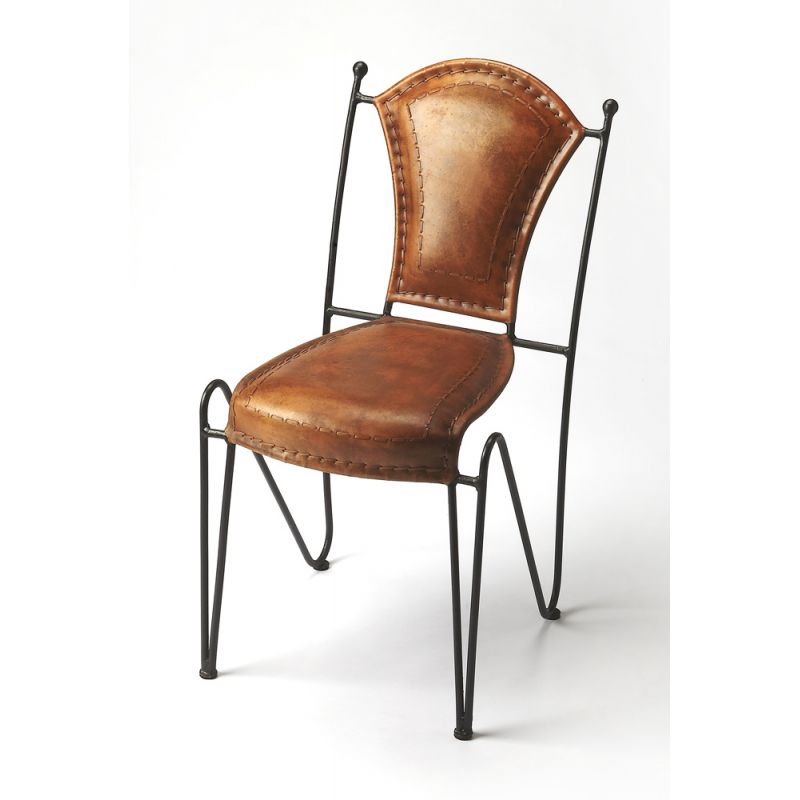 Butler Specialty Company - Coriander Iron & Leather Side Chair, Medium Brown - 6182344