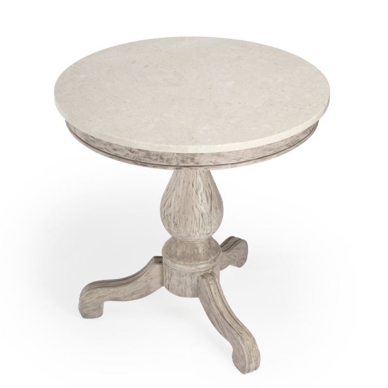 Butler Specialty Company - Danielle 24 in. W Round Marble & Wood Pedestal Side Table, Gray - 5515329