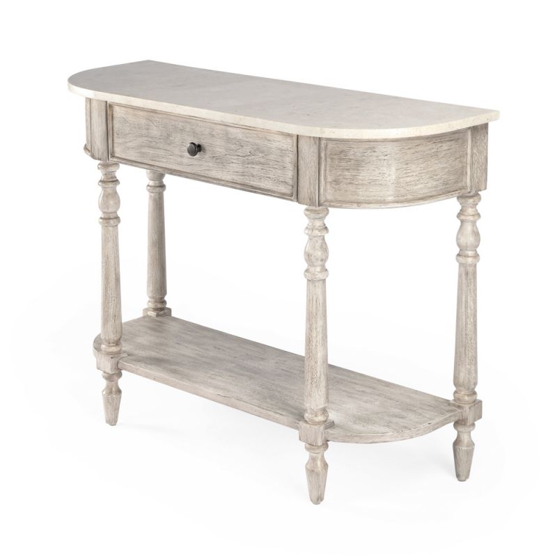 Butler Specialty Company - Danielle 40 in. W Rectangular Marble & Wood 1 Drawer Console Table, Gray - 5517329