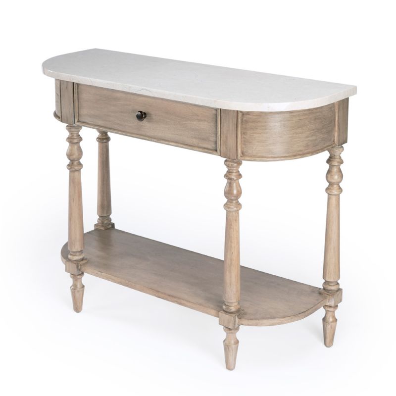 Butler Specialty Company - Danielle 40 in. W Rectangular Marble & Wood 1 Drawer Console Table, Tan/Beige - 5517415