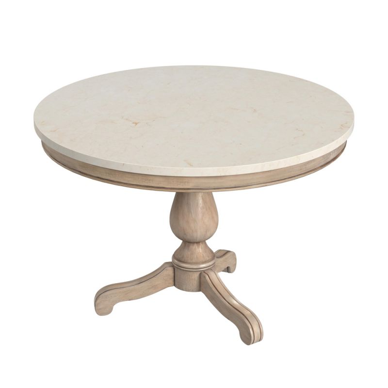 Butler Specialty Company - Danielle 44 in. W Round Marble & Wood Pedestal Dining Table, Tan/Beige - 5644415