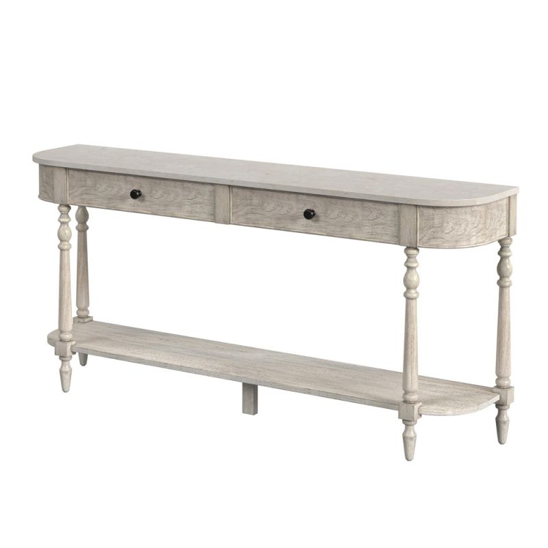 Butler Specialty Company - Danielle 65 in. W Demilune Marble & Wood 2 Drawer Console Table, Gray - 5691329