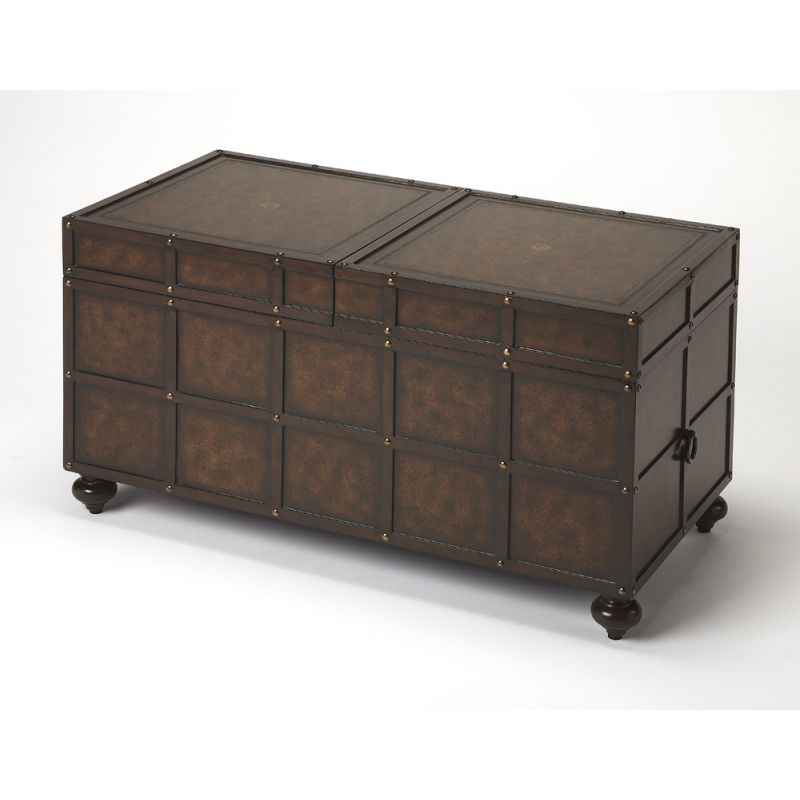 Butler Specialty Company - Heritage - Dennard Faux Leather Coffee Table, Dark Brown - 3857070