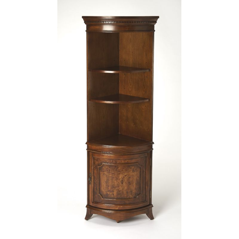 Butler Specialty Company - Dowling 24 in. W Quarter Round Wood 1 Door Accent Corner Storage Cabinet, Medium Brown - 3621101