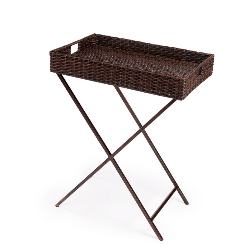 Butler Specialty Company - Fern Rattan Tray Table, Dark Brown - 5509398