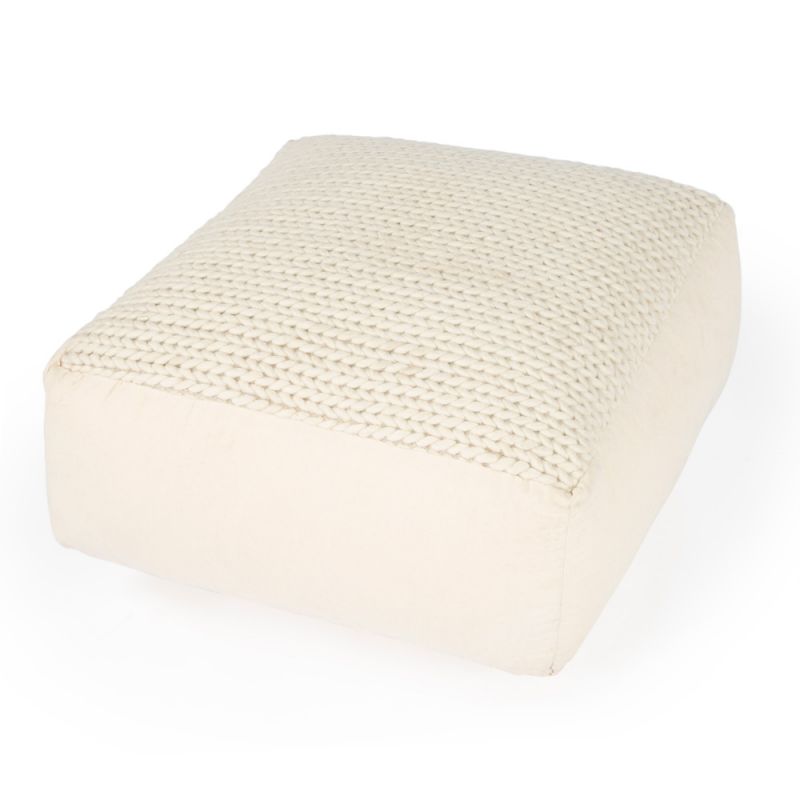 Butler Specialty Company - Fernandos 24 in. W Square Upholstered Woven Pouffe, Cream, Ivory - 5536984