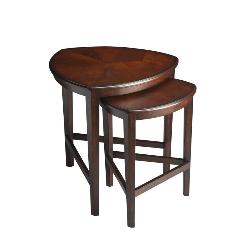 Butler Specialty Company - Finnegan Triangular Wood Set of 2 Nesting Tables, Dark Brown - 7010117