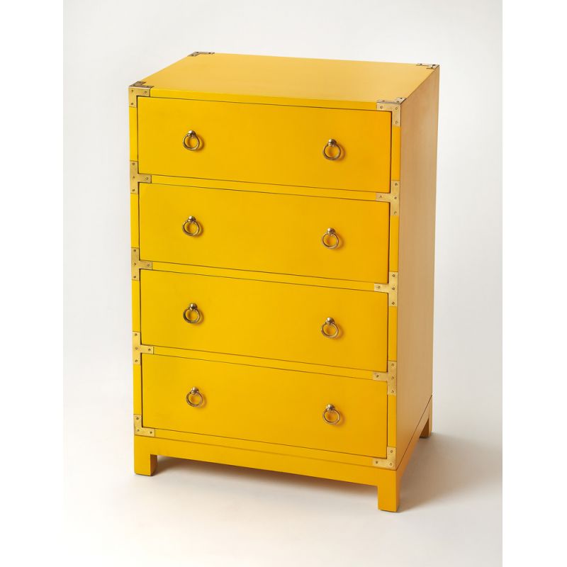 Butler Specialty Company - Forster 24 in. W Rectangular Wood Campaign 4 Drawer Dresser, Yellow - 3845289