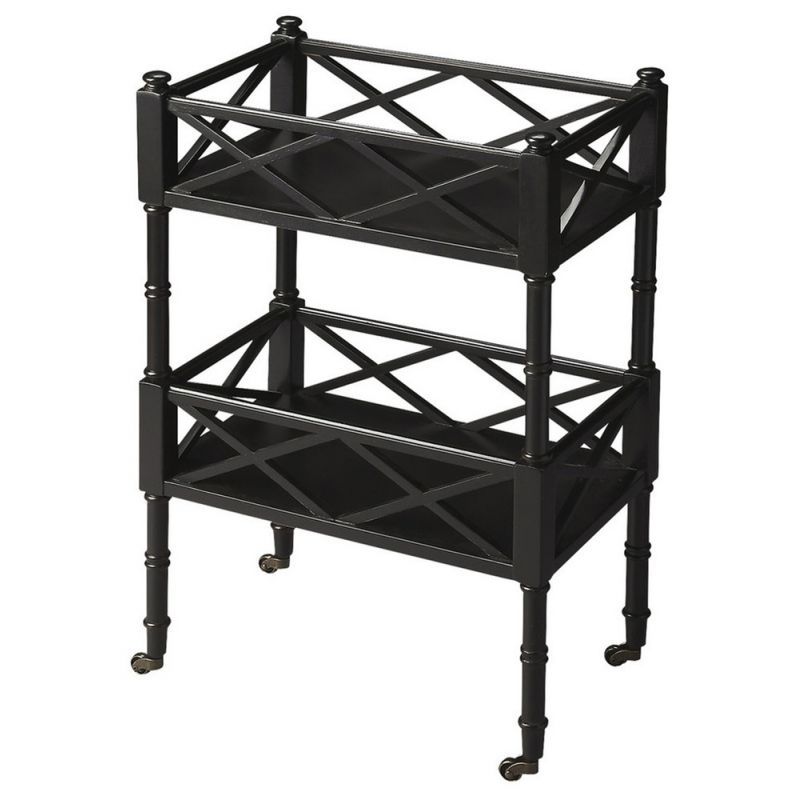 Butler Specialty Company - Foster 19 in. W Rectangular Wood 2 Tier Bar Cart, Black - 1565111