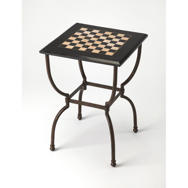 Butler Specialty Company - Frankie 18 in. W Square Fossil Stone & Metal Game Table, Multi-Color - 6061025