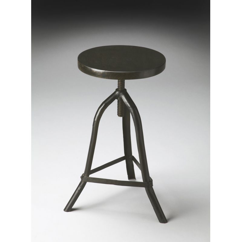 Butler Specialty Company - Fullerton Round Metal & Wood Adjustable Height Swivel Backless Counter Stool, Black - 2897025