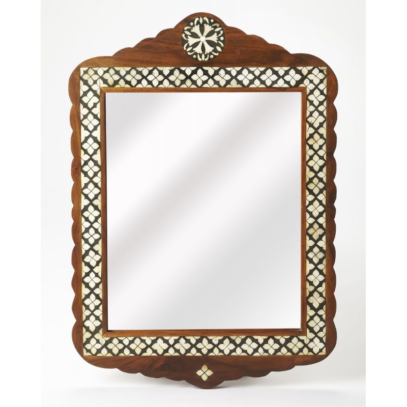 Butler Specialty Company - Gabby Wood & Bone Inlay Wall Mirrored, Medium Brown - 3879338