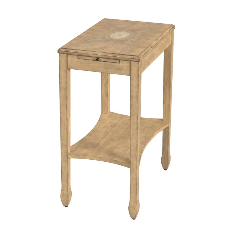 Butler Specialty Company - Gilbert 12 in. W Rectangular Wood End Table with Pull-Out Tray & Lower Shelf, Beige - 4107424