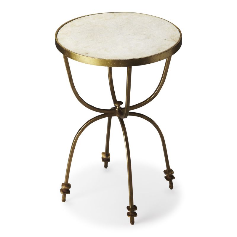 Butler Specialty Company - Hager 16 in. W Round Marble & Metal Side Table, Multi-Color - 2877025