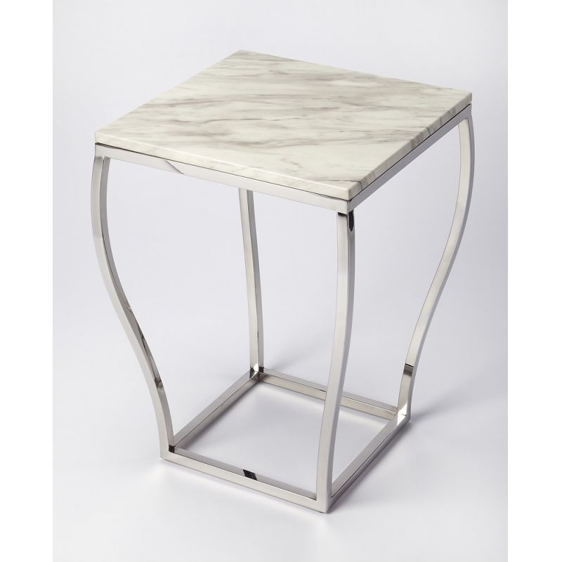 Butler Specialty Company - Haley Marble & Metal End Table, Silver - 5278220