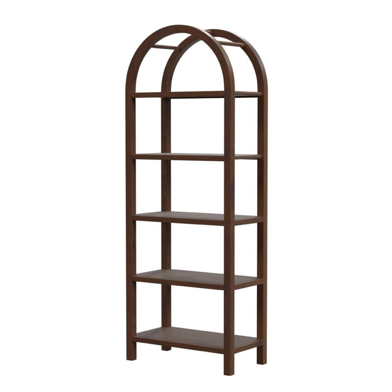 Butler Specialty Company - Hanover 80 in. H x 30 in. W Wood Arched 5 Tier Etagere Bookcase, Medium Brown - 5545188