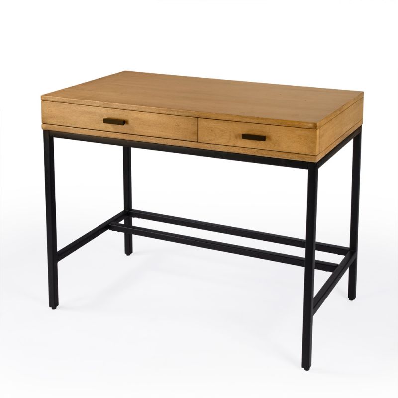 Butler Specialty Company - Hans 38 in. W Rectangular Wood & Metal 2 Drawer Writing Desk, Light Brown - 5553419