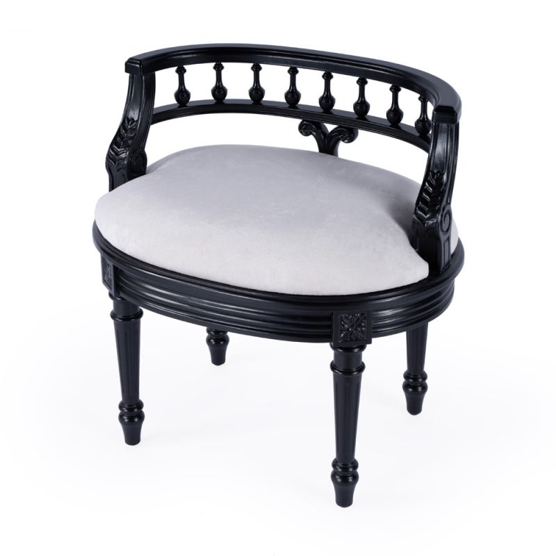 Butler Specialty Company - Hathaway 22.5 in. W Oval Upholstered Vanity Seat, Black - 1218111