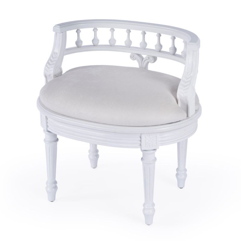 Butler Specialty Company - Hathaway 22.5 in. W Oval Upholstered Vanity Seat, White - 1218222