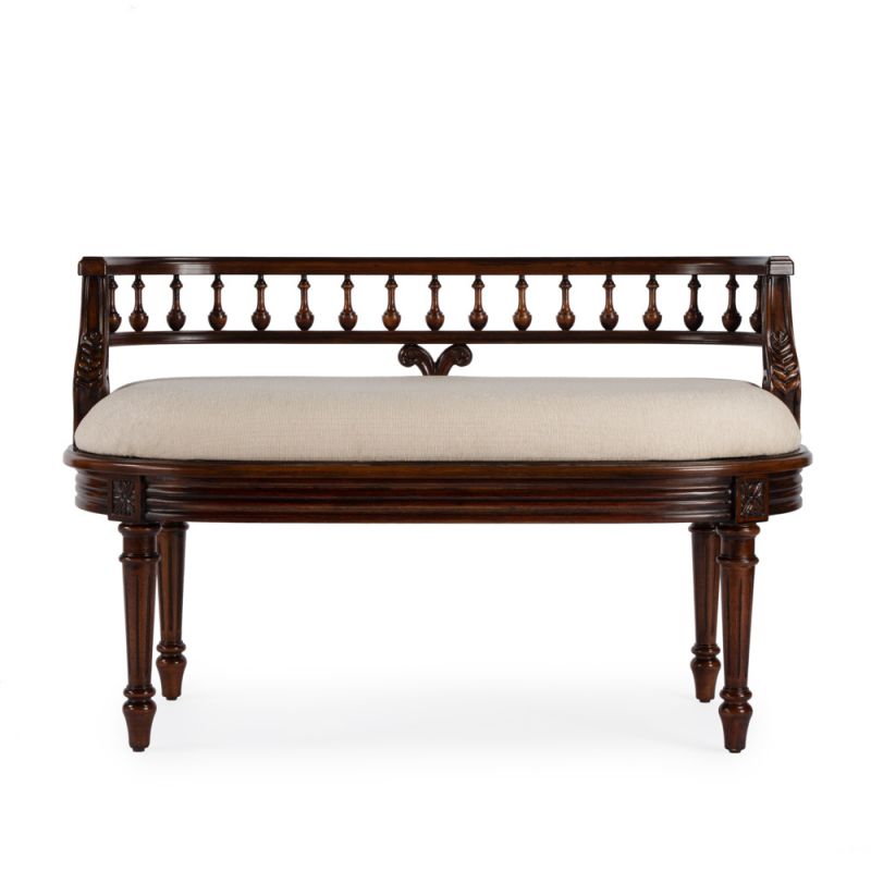 Butler Specialty Company - Hathaway 37 in. W Oval Upholstered/Wood Bench with Back, Dark Brown - 2625024