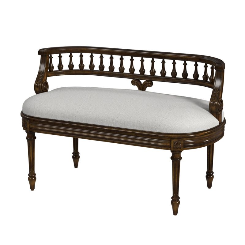 Butler Specialty Company - Hathaway 37 in. W Oval Upholstered/Wood Bench with Back, Medium Brown - 2625011