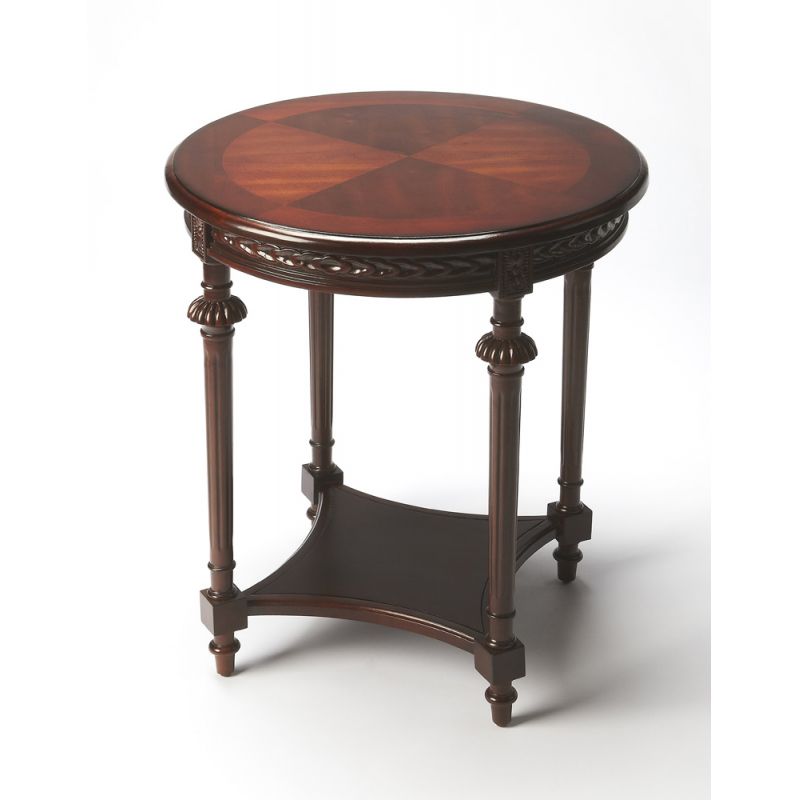 Butler Specialty Company - Hellinger 24 in. W Round Wood End Table with Lower Shelf, Dark Brown - 6162024