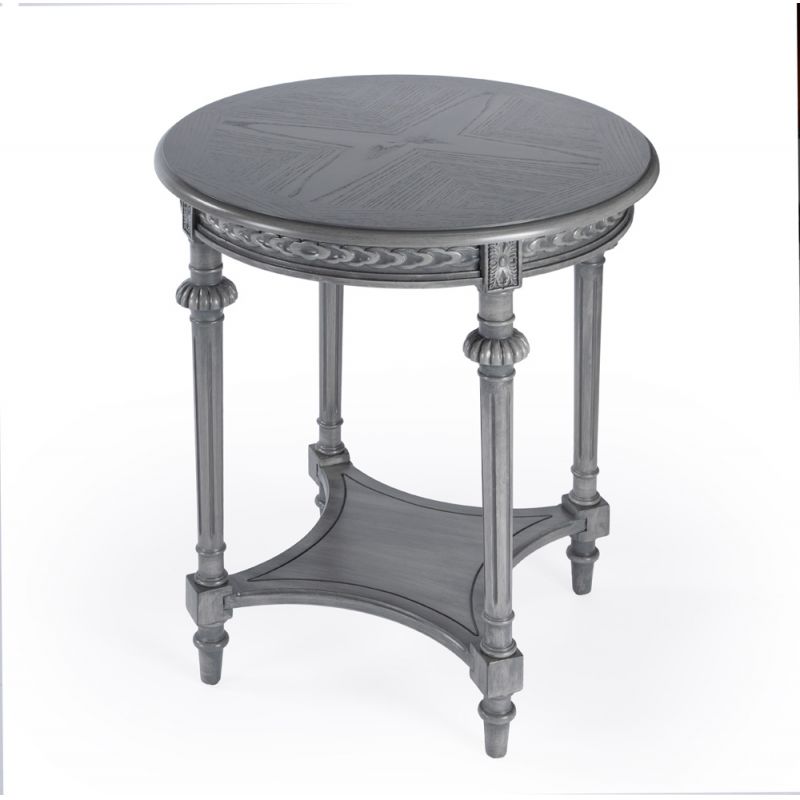 Butler Specialty Company - Hellinger 24 in. W Round Wood End Table with Lower Shelf, Gray - 6162418