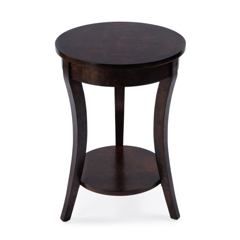 Butler Specialty Company - Holdin 18 in. W Round Wood Side Table, Dark Brown - 992446