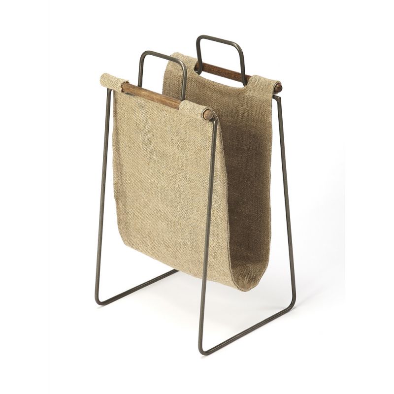 Butler Specialty Company - Idaho Burlap & Metal Magazine Basket, Beige - 5354140