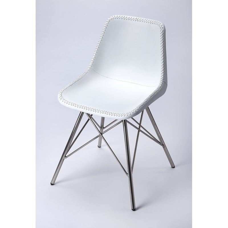 Butler Specialty Company - Inland 18 in. Seat Height Upholstered Leather & Metal Side Chair with Back, White - 3673411