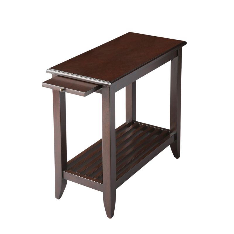 Butler Specialty Company - Irvine 12 in. W Rectangular Side Table with Pull-Out Tray, Dark Brown - 3025022