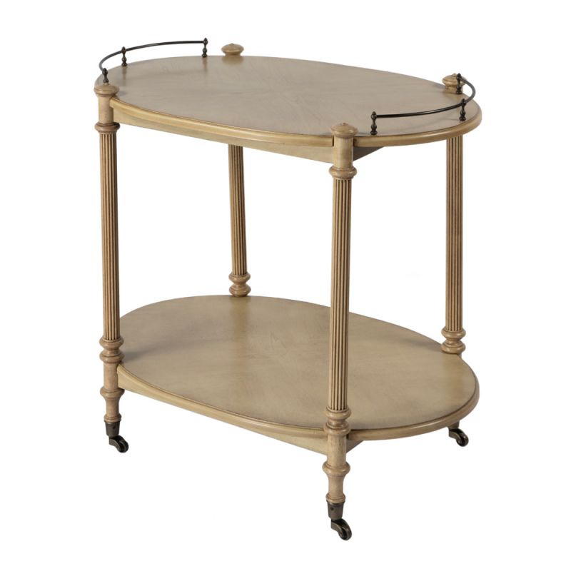 Butler Specialty Company - Kathleen 31 in. W Oval Wood 2 Tier Bar Cart, Beige - 1690424