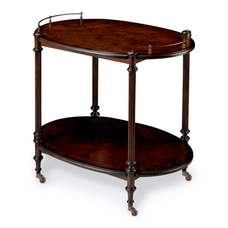 Butler Specialty Company - Kathleen 31 in. W Oval Wood 2 Tier Bar Cart, Dark Brown - 1690024