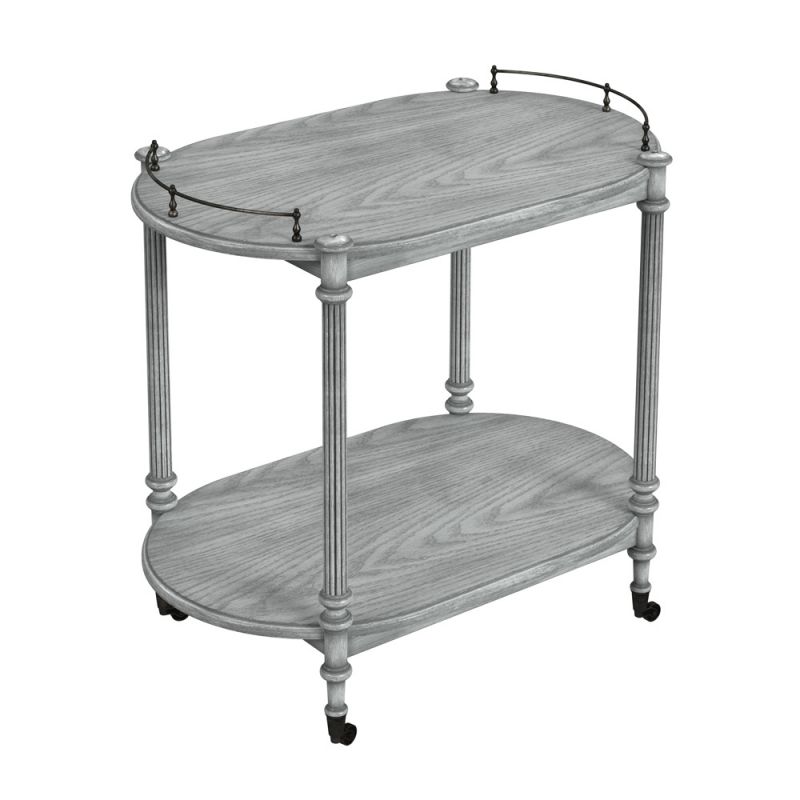 Butler Specialty Company - Kathleen 31 in. W Oval Wood 2 Tier Bar Cart, Gray - 1690418